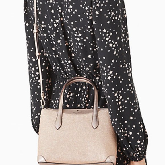 Lola Joeley Shimmy Glitter Lola Satchel Crossbody Rose Gold Small Kate Spade - Picture 2 of 14